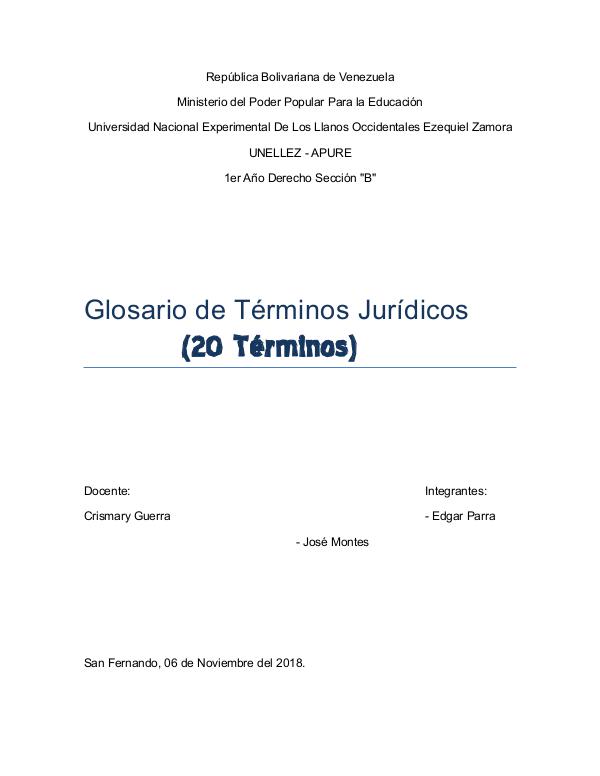 Glosario de Términos Jurídicos glosario