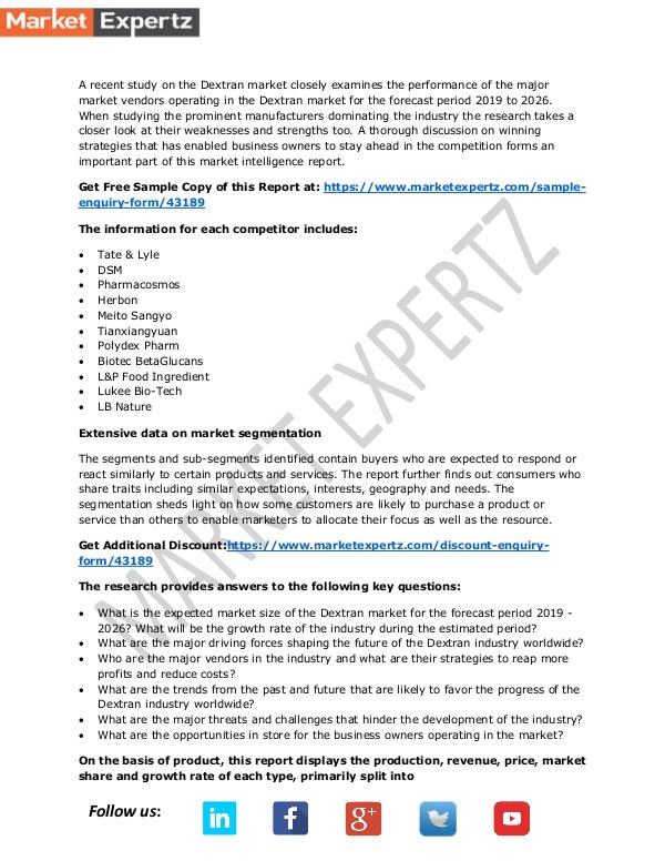 Dextran 2019-2026 market share, size, trend Dextran