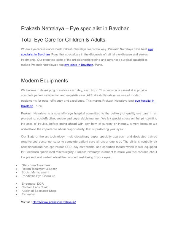Prakash Netralaya – Eye specialist in Bavdhan prakash netralaya bavdhan