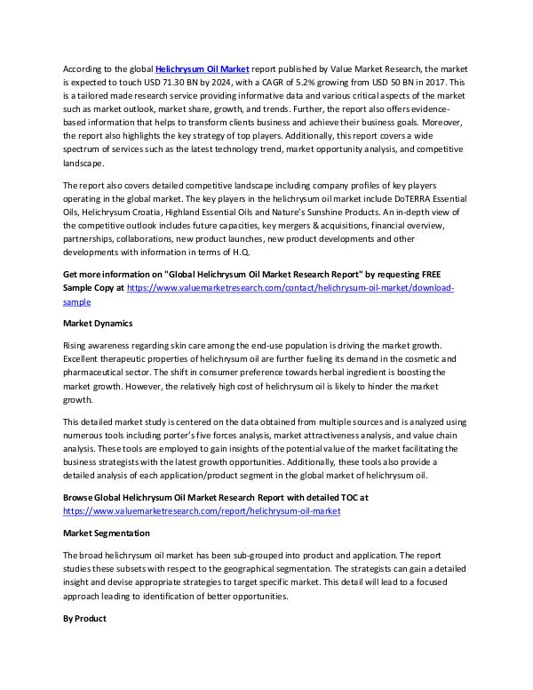 Helichrysum Oil Market 2018-2025 Analysis Report