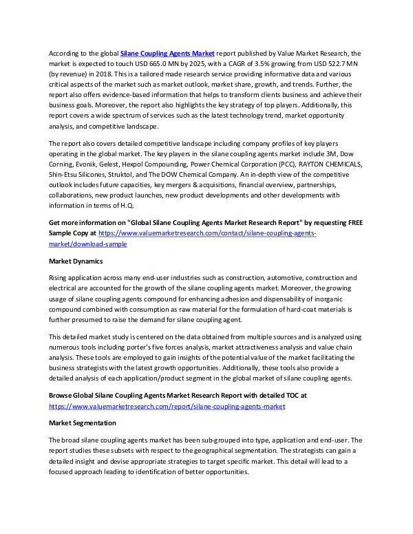 Silane Coupling Agents Market Report 2018 to 2025