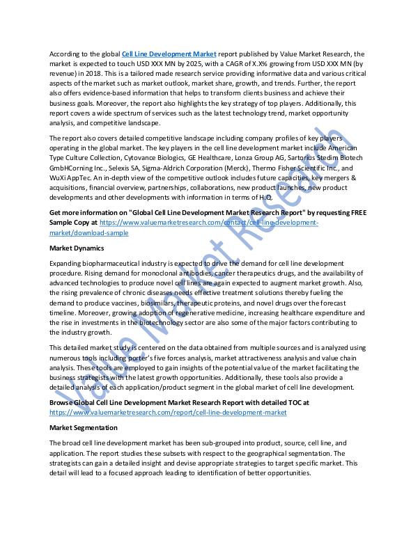 Cell Line Development Market 2018-2025 Report