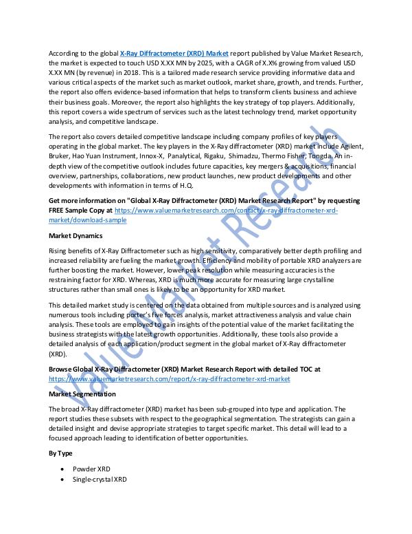 X-Ray Diffractometer Market 2018-2025 Report