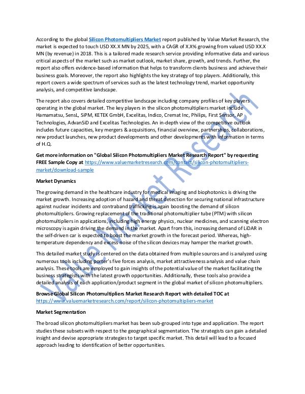 Silicon Photomultipliers Market 2018-2025 Report
