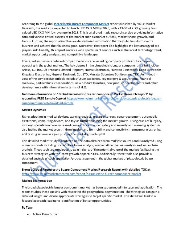 Piezoelectric Buzzer Component Market  Report