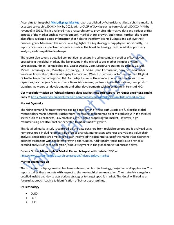 Microdisplays Market Growth Analysis Till 2025