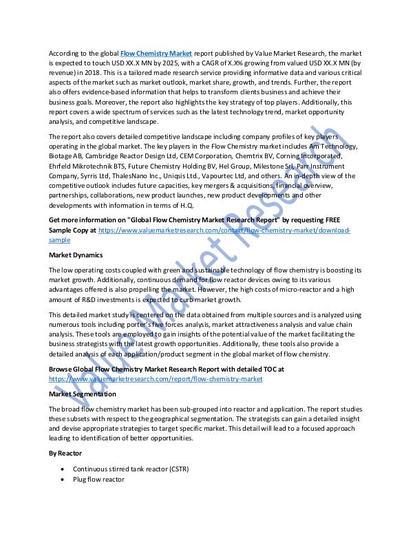 World Industries Flow Chemistry Market Growth Analysis Till 2025