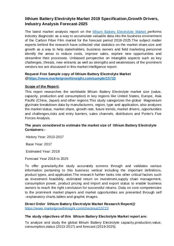 lithium Battery Electrolyte Market Report 2019 r4