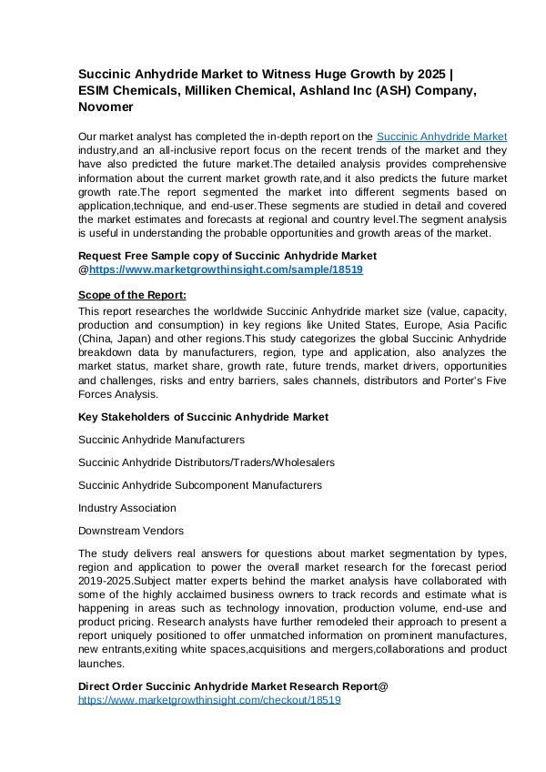 Succinic Anhydride Market Size, Share, Trend,Growth Forecast to 2025 R2