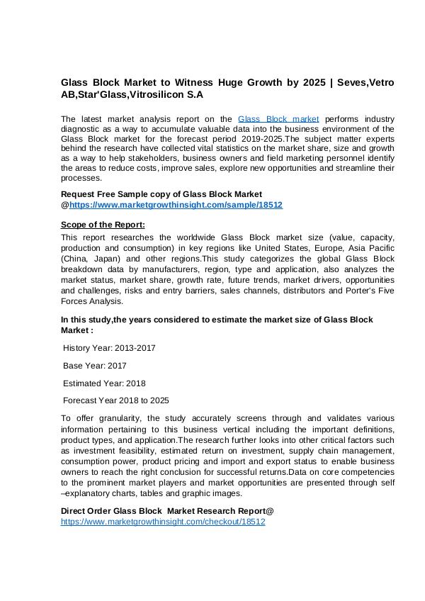 Glass Block Market Rising Production,Demand and Supply 2019 to 2025 R3