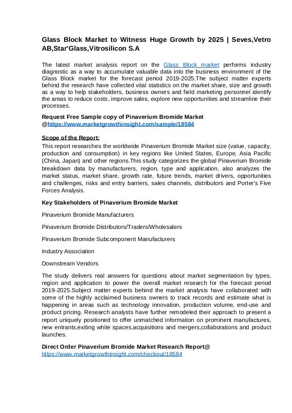 Glass Block Market Rising Production,Demand and Supply 2019 to 2025 r3