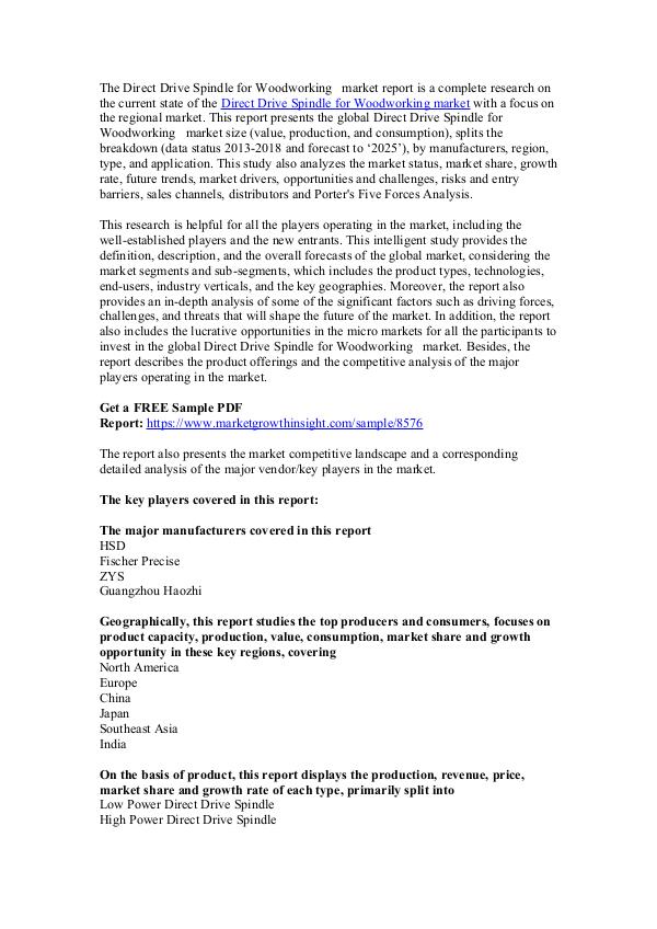 Direct Drive Spindle for Woodworking Market Growth Forecast 2025 33