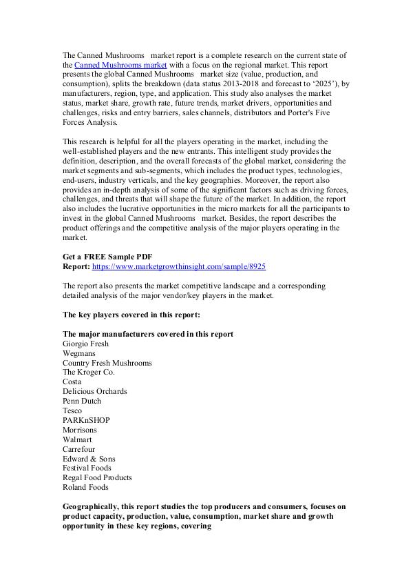 Canned Mushrooms Market Size and Demand 2025 51