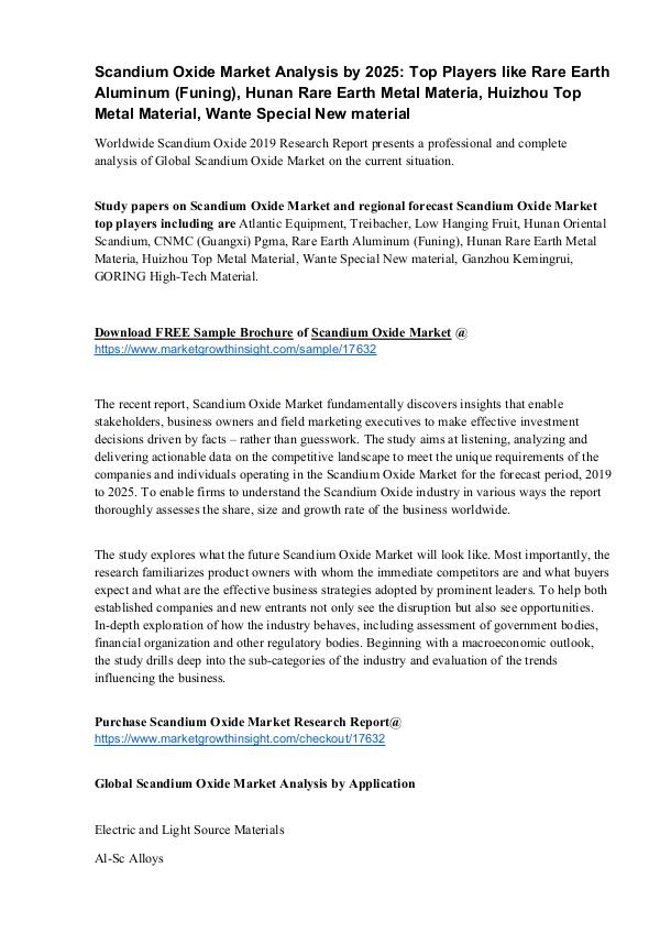 Scandium Oxide Market Analysis by 2025 Scandium Oxide Market