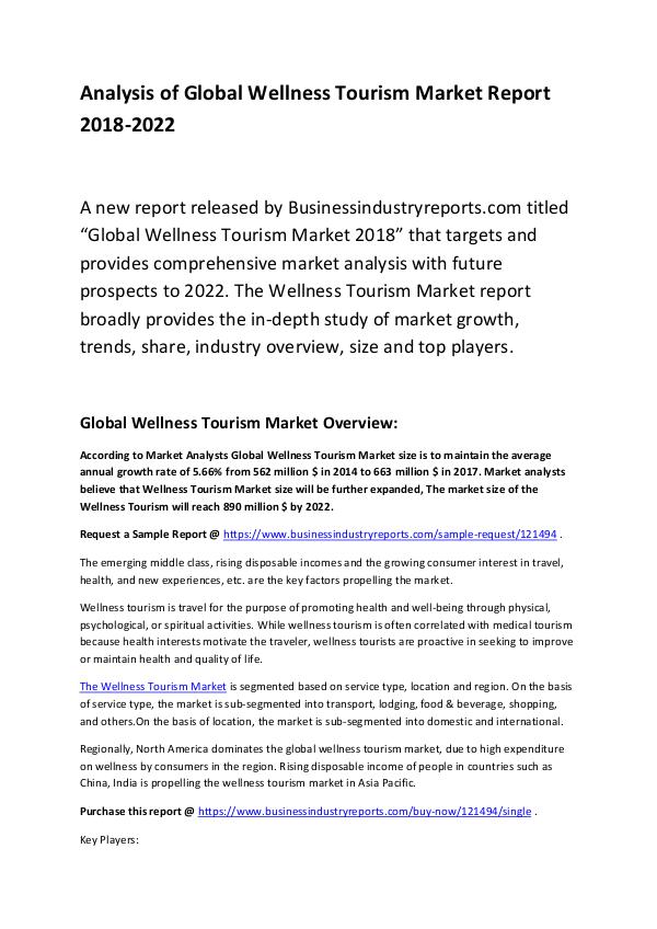 Wellness Tourism Market Report 2018