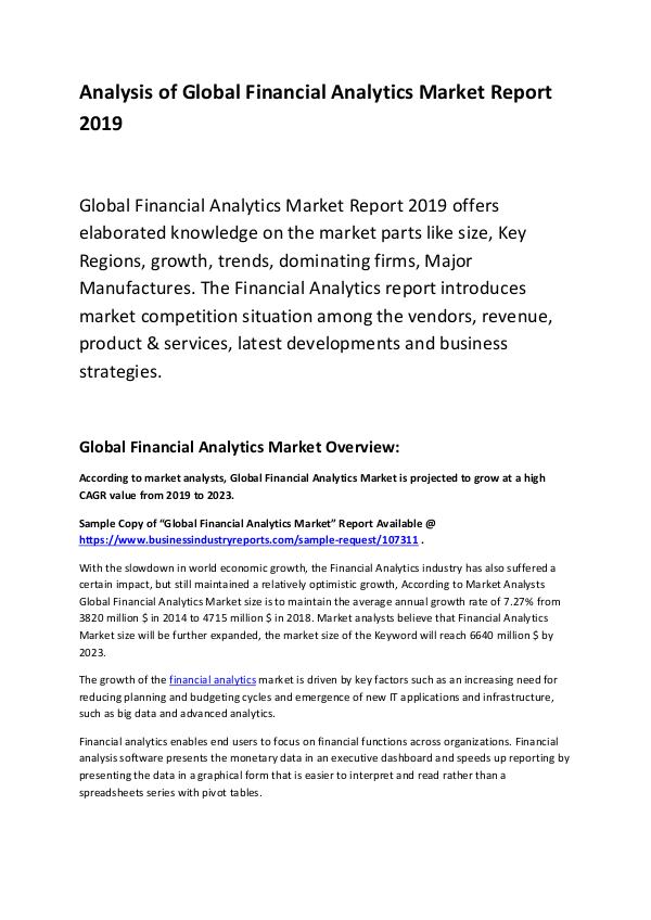 Market Research Report Global Financial Analytics Market Report 2019