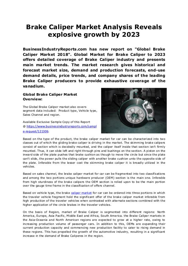 Industrial Reports Analysis Brake Caliper  Market  2018