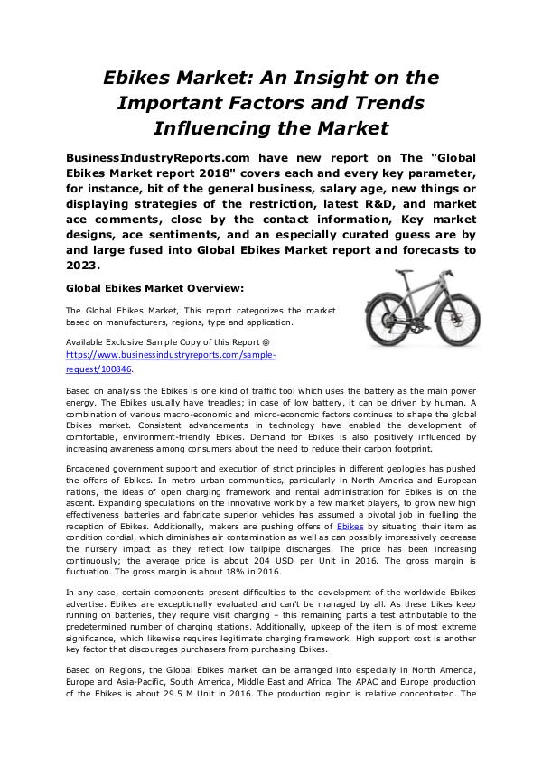 Industrial Reports Analysis Ebikes Market 2018