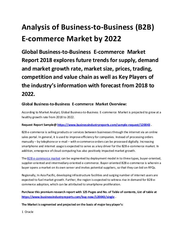 Analysis of Business-to-Business (B2B) E-commerce