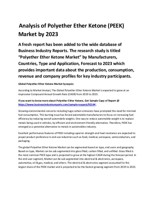 Polyether Ether Ketone (PEEK) Market