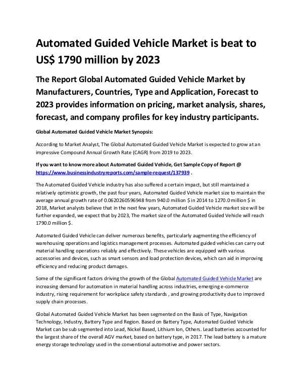 Automated Guided Vehicle Market