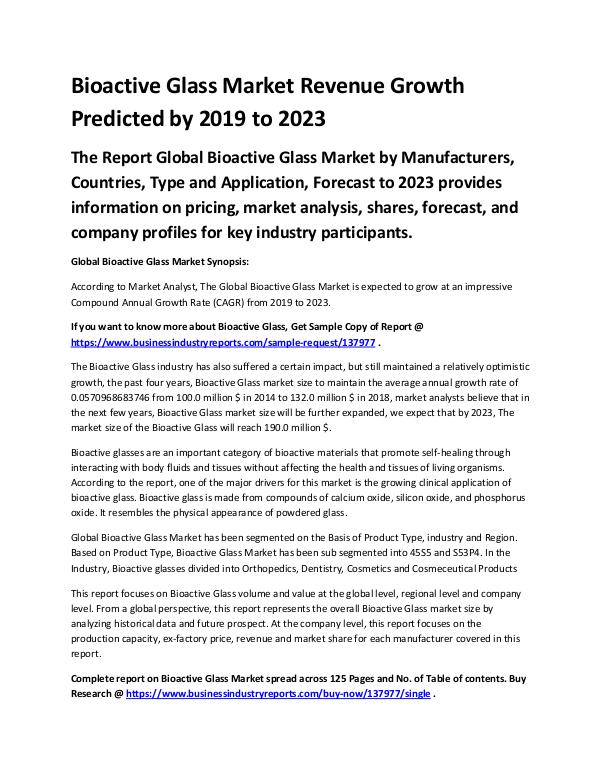 Market Analysis Report Global Bioactive Glass Market Report