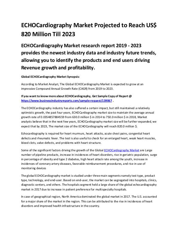 Market Analysis Report Global ECHOCardiography Market Report 2019