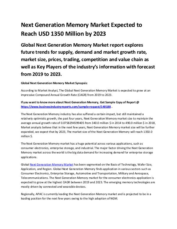 Market Analysis Report Next Generation Memory Market