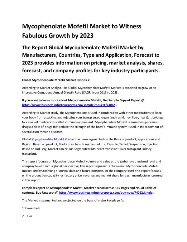 Mycophenolate Mofetil Market