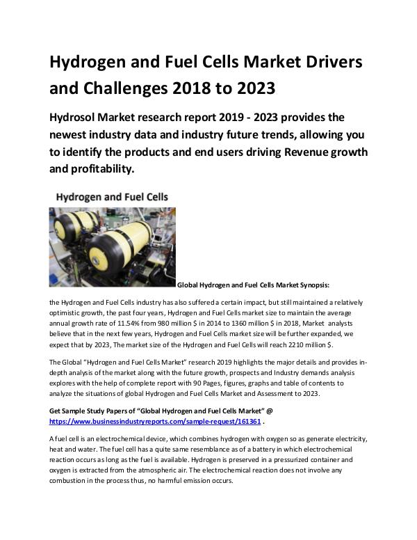 Hydrogen and Fuel Cells Market