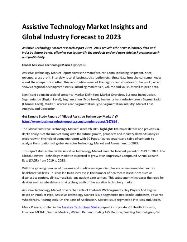 Assistive Technology Market 2019 - 2023