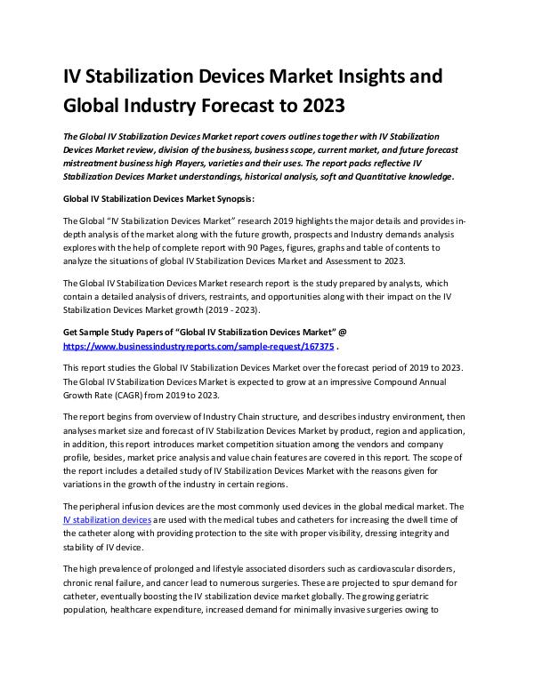 IV Stabilization Devices Market