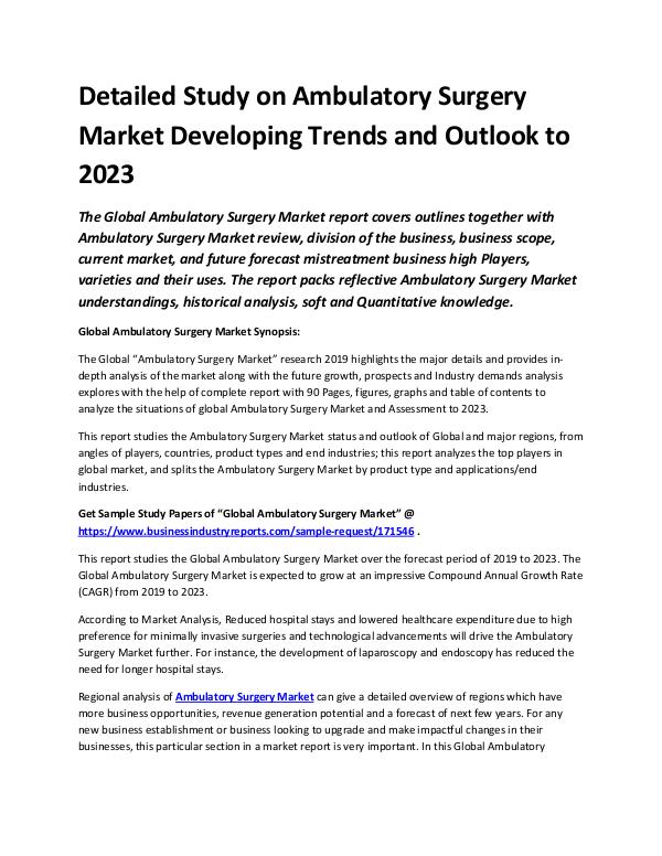 Ambulatory Surgery Market 2019 - 2023