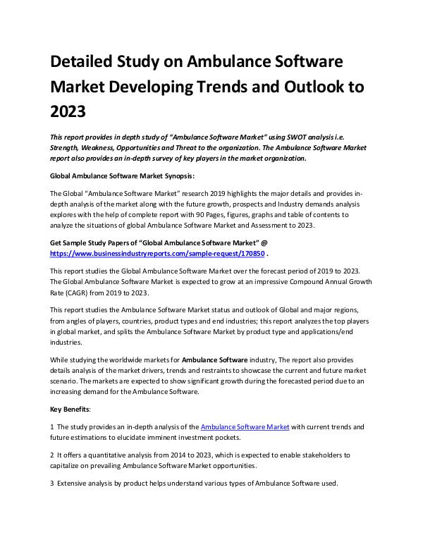 Ambulance Software Market 2019 - 2023