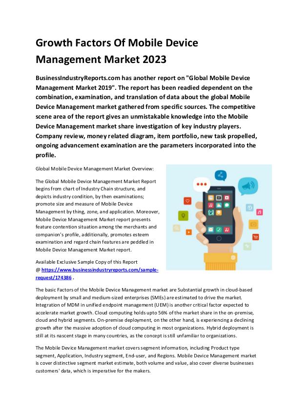 Mobile Device Management Market 2019