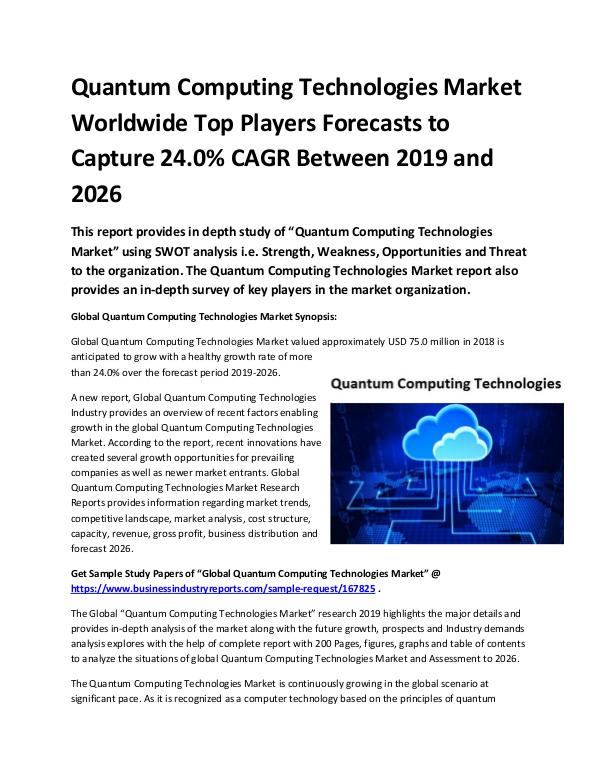 Global Quantum Computing Technologies Market Size