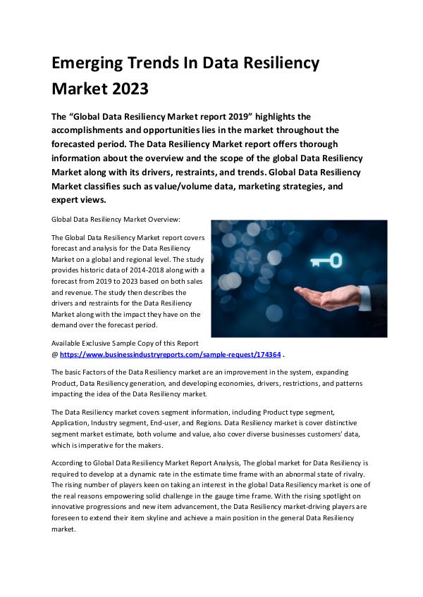 Data Resiliency Market 2019