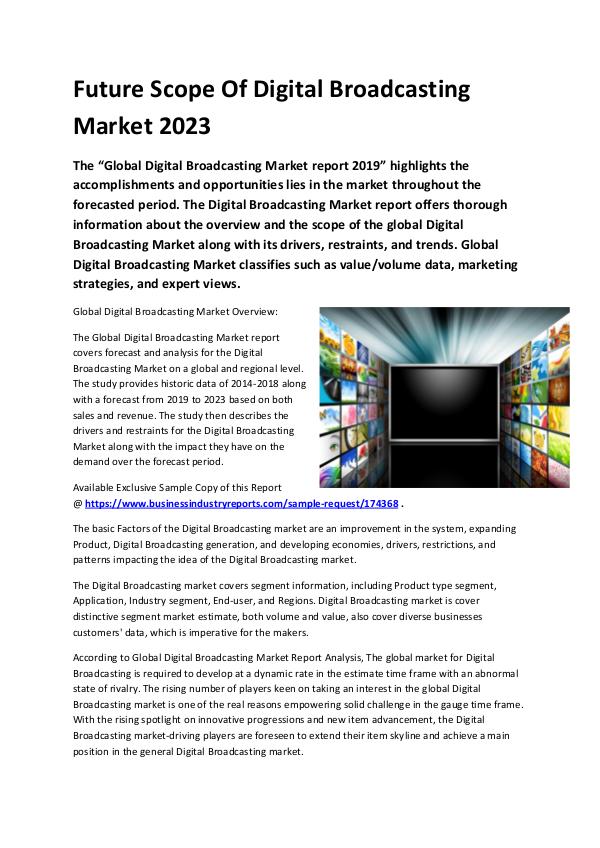 Digital Broadcasting Market 2019