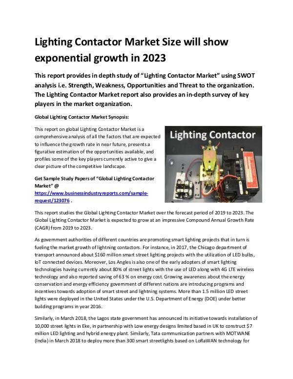 Global Lighting Contactor Market Report 2019