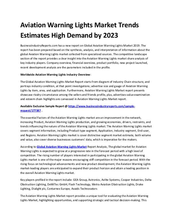 Aviation warning lights market Analysis by 2023