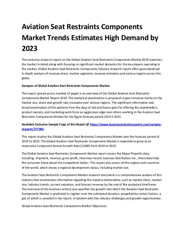 Aviation seat restraints components market