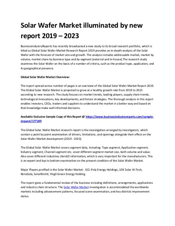 Solar wafer market Analysis by 2023