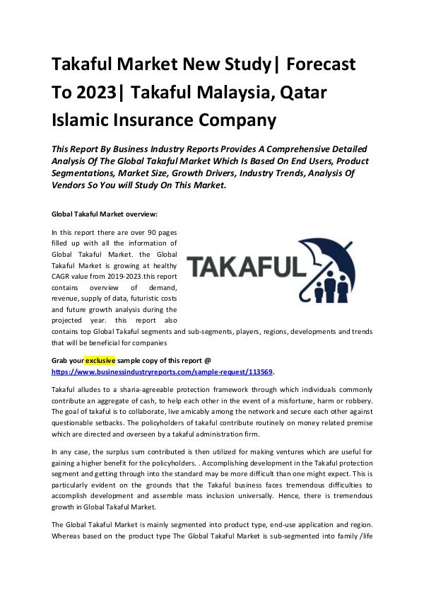 Takaful Market New Study 2029-2023