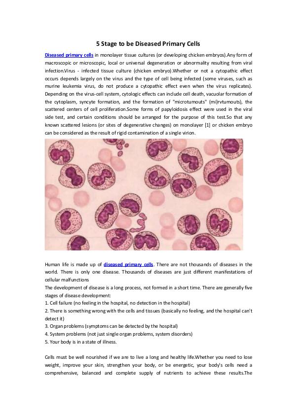 5 Stage to be Diseased Primary Cells