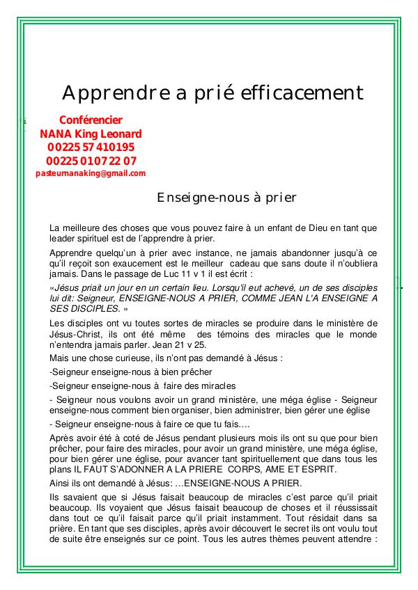 Apprendre a prié efficacement