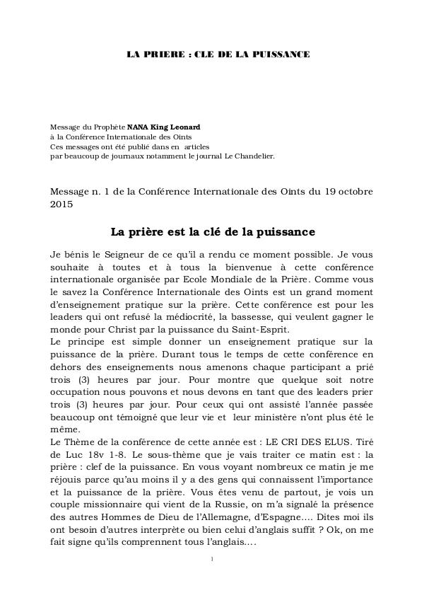 Magazine des Elus de Dieu La cle de la puissance