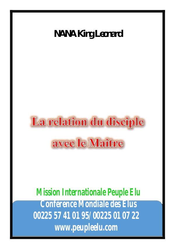 Magazine des Elus de Dieu La relation du disciple et son maitre