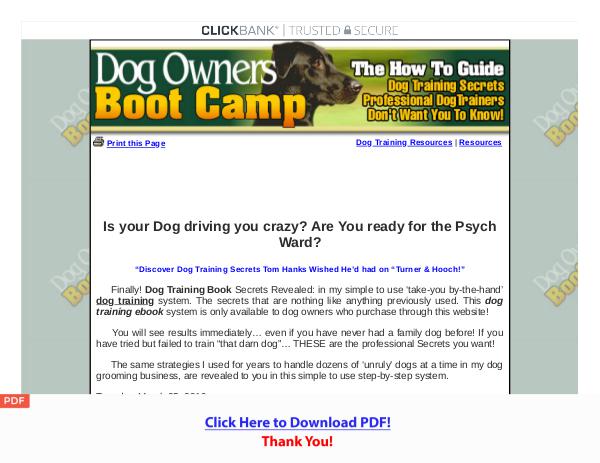 Dog Owners Boot Camp PDF