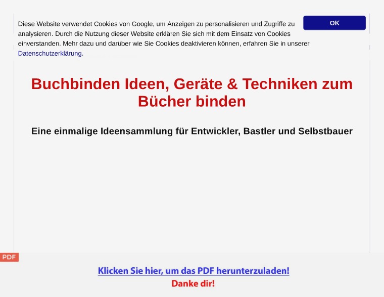 Buchbinden Ideen, Geräte & Technik Patentschriften [PDF]