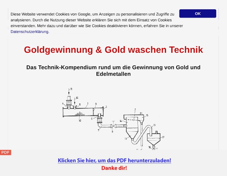 Goldgewinnung & Gold waschen Technik Patentschriften [PDF]
